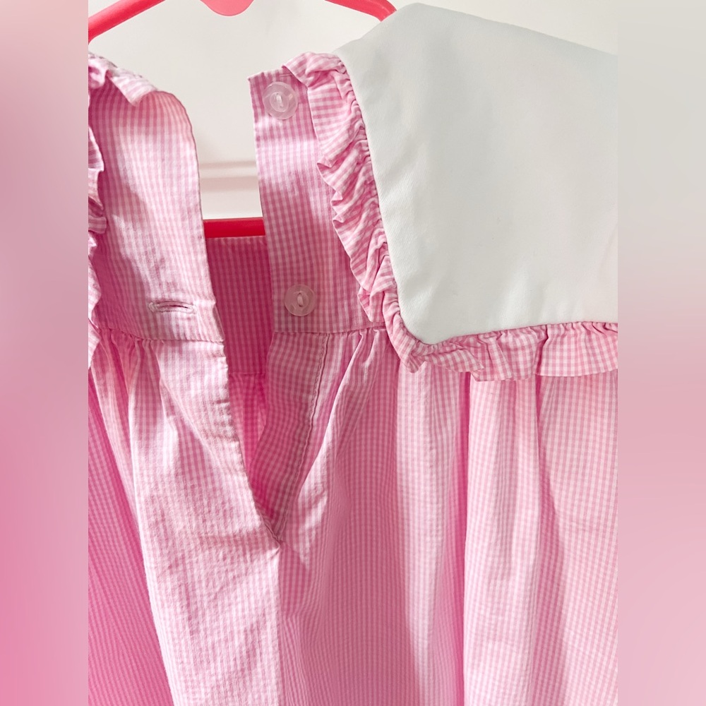 Toddler Pink Gingham Dress with Embroidered Turkey Accents - Picture 10 of 10